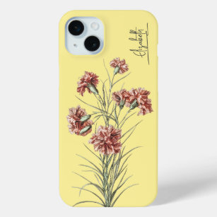 Aangepaste  Wildflower Geel met naam Vrouwelijk iPhone 15 Mini Hoesje