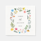 Aangepaste Wildflower Krans Botanische Trouwservet Servet (Voorkant)
