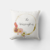 Aangepaste Wildflower krans met familienaam Buitenkussen (Voorkant)