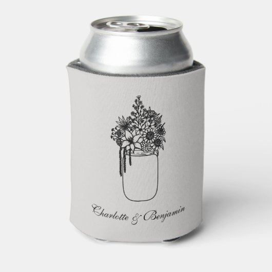 Aangepaste Wildflower Rustic Wedding Blikjeskoeler (Blikje Achterkant)