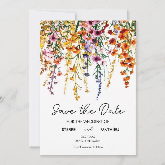 Aangepaste Wildflower Save The Date (Voorkant)