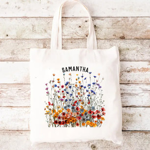 Aangepaste Wildflowers Bag, verjaardagscadeau voor Tote Bag
