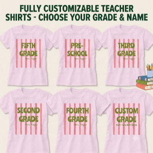 Aangepaste willekeurige cijfer school strepen doce t-shirt