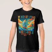 Aangepaste Windsurfen Surfer Locatie Datum Naam Tri-Blend Shirt (Voorkant)