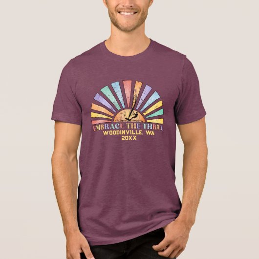 Aangepaste Windsurfen Surfer Locatie Datum Naam Tri-Blend Shirt (Voorkant)