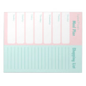 Aangepaste winkellijst voor maaltijden Roze blauw Notitieblok (Voorkant)