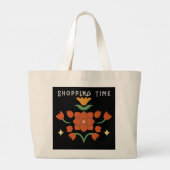 Aangepaste winkeltijd Tekstbloem afbeelding Stijl Grote Tote Bag (Achterkant)