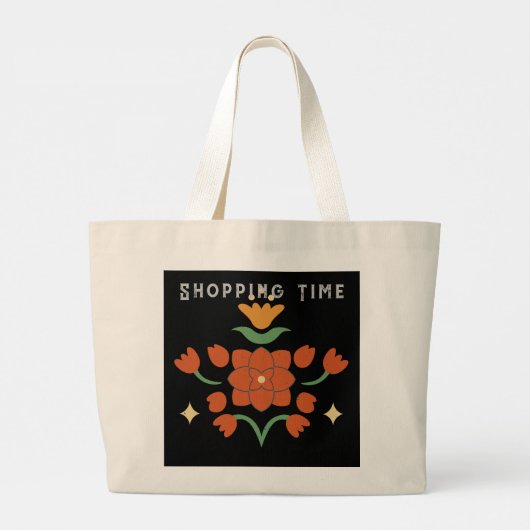 Aangepaste winkeltijd Tekstbloem afbeelding Stijl Grote Tote Bag (Achterkant)
