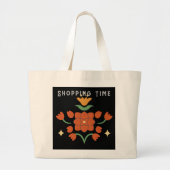 Aangepaste winkeltijd Tekstbloem afbeelding Stijl Grote Tote Bag (Voorkant)