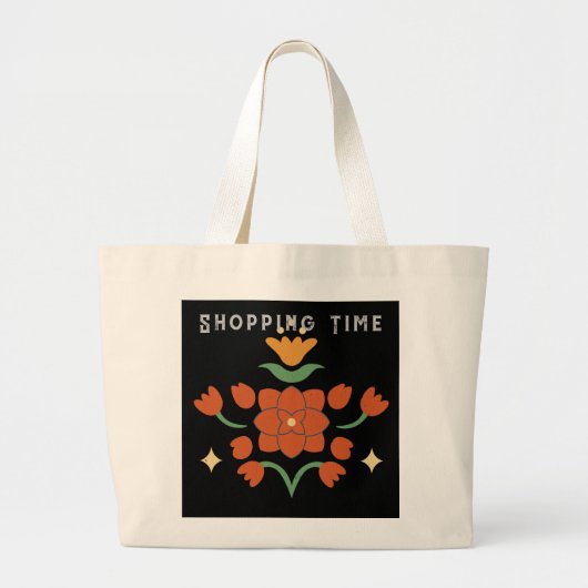 Aangepaste winkeltijd Tekstbloem afbeelding Stijl  Grote Tote Bag (Voorkant)