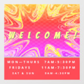 Aangepaste winkeluren - Welkom - Windows Cling Raamsticker (Vel)