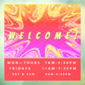 Aangepaste winkeluren - Welkom - Windows Cling Raamsticker (Vel 3)