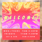 Aangepaste winkeluren - Welkom - Windows Cling Raamsticker (Vel 2)