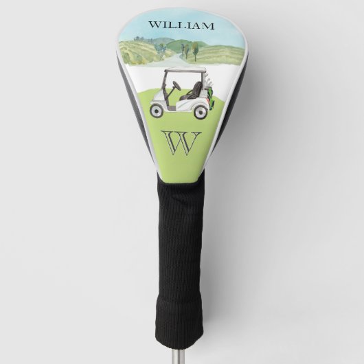 Aangepaste winkelwagen Cursus Clubs Monogram Naam Golfheadcover (Voorkant)