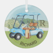 Aangepaste winkelwagentjes monogram naam glas ornament (Voorkant)