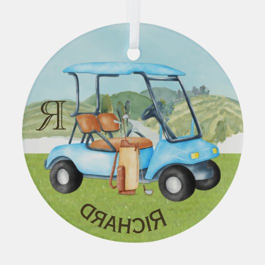 Aangepaste winkelwagentjes monogram naam glas ornament (Achterkant)