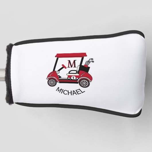 Aangepaste winkelwagentjes Monogram Naam Putter Golfheadcover (Voorkant)