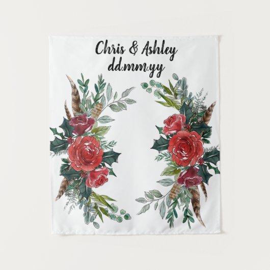 Aangepaste winter bruiloft receptie Kerst Prop Wandkleed (Voorkant)