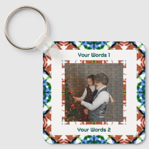 Aangepaste Winter Bruin Groen Kerst Foto Tekst Sleutelhanger