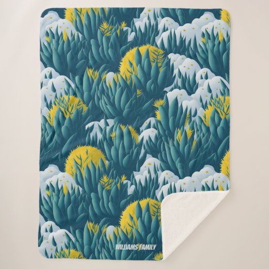 Aangepaste winter cactus, vetplanten in bloei sherpa deken (Voorkant)