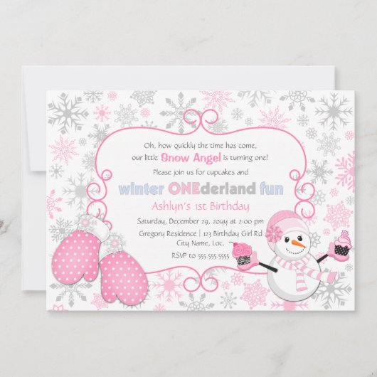 Aangepaste winter, eerste dag van geboorte kaart (Voorkant)