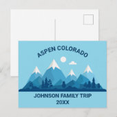 Aangepaste Winter Familie Reünie Blauwe besneeuwde Briefkaart (Voorkant / Achterkant)