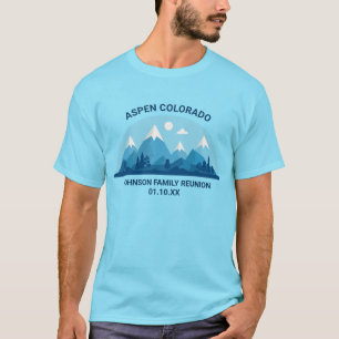 Aangepaste Winter Familie Reünie Blauwe besneeuwde T-shirt