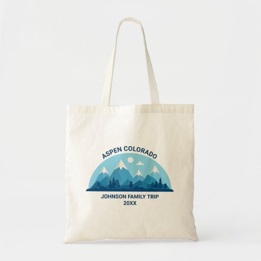 Aangepaste Winter Familie Reünie Blauwe besneeuwde Tote Bag (Voorkant)