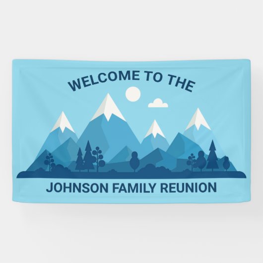 Aangepaste Winter Familie Reünie Party Blue Mounta Spandoek (Horizontaal)