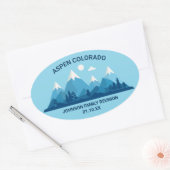 Aangepaste Winter Familie Reünie Party Snowy Mount Ovale Sticker (Envelop)