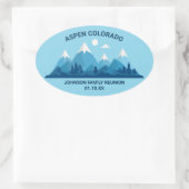 Aangepaste Winter Familie Reünie Party Snowy Mount Ovale Sticker (Tas)