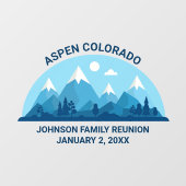 Aangepaste Winter Familie Reünie Party Snowy Mount Raamsticker (Vel)