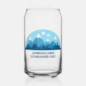 Aangepaste Winter Family Cabin Blue Snowy Mountain Blikvorm Glas (Voorkant)