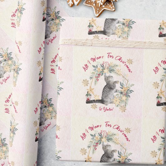 Aangepaste Winter Foliage Lantaarn Kerstkat Cadeaupapier