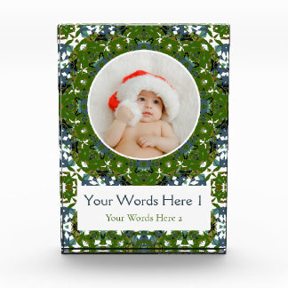 Aangepaste Winter Groen Grijs Kerst Decor Gift Fotoblokken