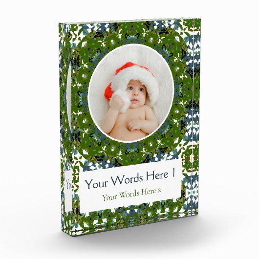 Aangepaste Winter Groen Grijs Kerst Decor Gift Fotoblokken (Links)