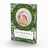 Aangepaste Winter Groen Grijs Kerst Decor Gift Fotoblokken (Rechts)