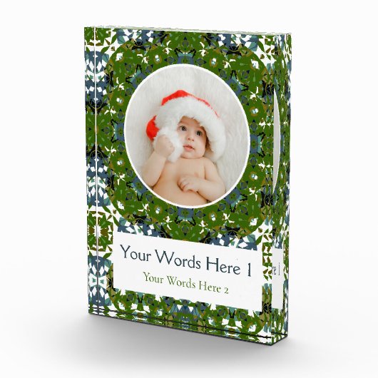 Aangepaste Winter Groen Grijs Kerst Decor Gift Fotoblokken (Rechts)