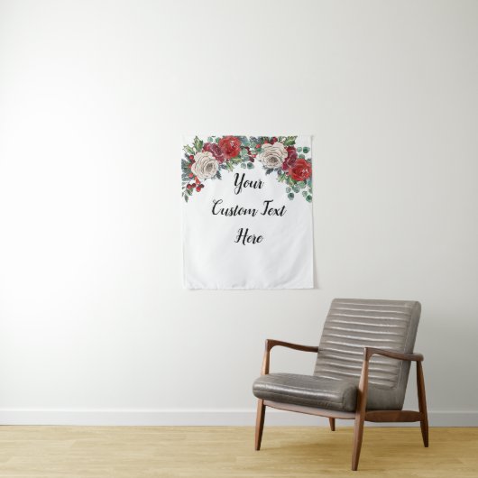 Aangepaste Winter Huwelijk Kerstmis Foto Booth Pro Wandkleed (In situ)