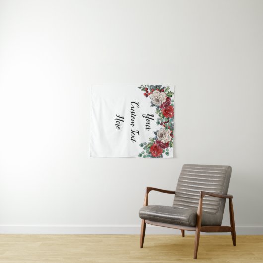 Aangepaste Winter Huwelijk Kerstmis Foto Booth Pro Wandkleed (In Situ (horizontaal))