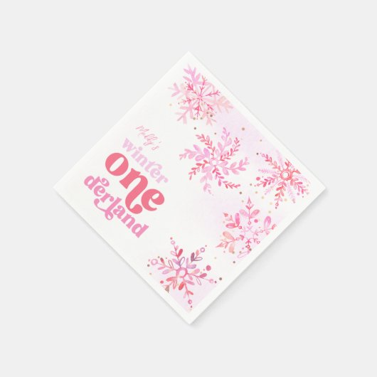 Aangepaste Winter Onederland Paper Party servetten (Hoek)