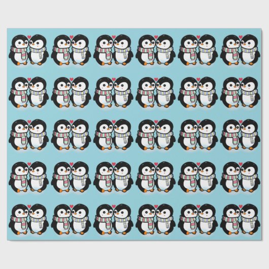 Aangepaste Winter Pinguïn Liefde Cadeaupapier (Vlak)