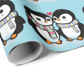 Aangepaste Winter Pinguïn Liefde Cadeaupapier (Rol Hoek)