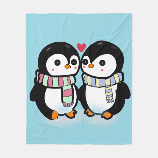 Aangepaste Winter Pinguïn Liefde Fleece Deken (Voorkant)