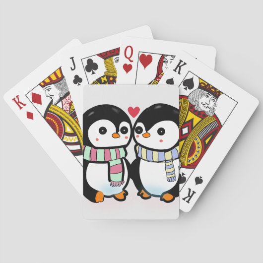Aangepaste Winter Pinguïn Liefde Pokerkaarten (Achterkant)