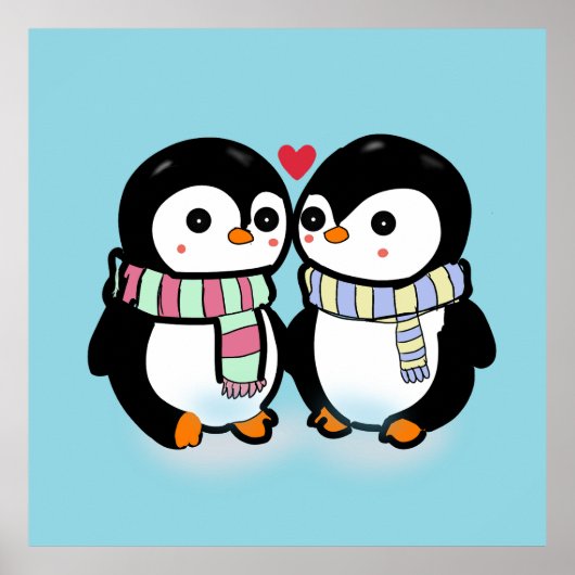 Aangepaste Winter Pinguïn Liefde Poster (Voorkant)