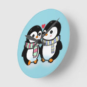 Aangepaste Winter Pinguïn Liefde Ronde Klok (Hoek)
