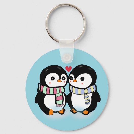 Aangepaste Winter Pinguïn Liefde Sleutelhanger (Voorkant)