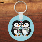 Aangepaste Winter Pinguïn Liefde Sleutelhanger (Voorkant)