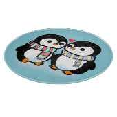 Aangepaste Winter Pinguïn Liefde Snijplank (Hoek)